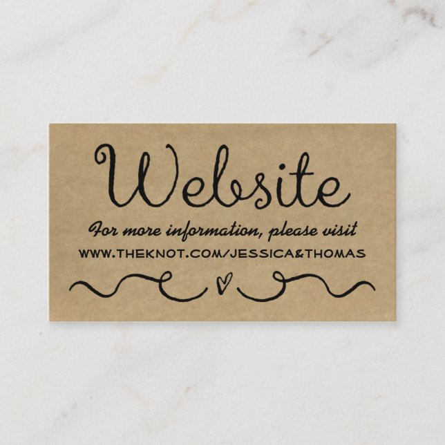 Informações Cartão de Site de Casamento | Rustic Country Kraft (Frente)