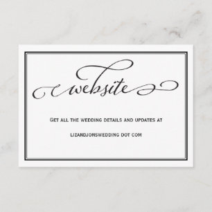 Informações Cartão de Site Simples de Casamento Preto e Branco