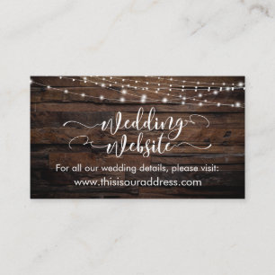 Informações Cartão de Sítio Web Rustic Wood & Light String Cas