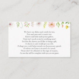 Informações Cartão de Solicitação de Dinheiro para Chá de Noiv