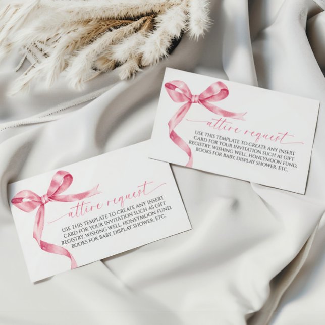 Informações Cartão de Solicitação de Traje com Laço Rosa (Criador carregado)