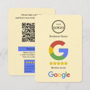 Informações Cartão de Visita com Link de QR Code para Avaliaçã