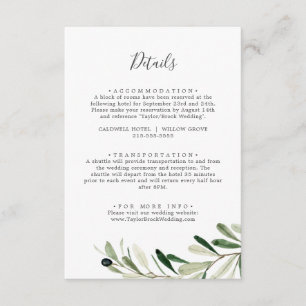 Informações Cartão de Visita de Detalhes do Casamento do Bran