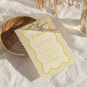 Informações Cartão Detalhado de Casamento Amarelo da Manteiga