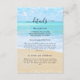 Informações Cartão Detalhado de Casamento de Praia Tropical Su