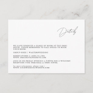 Informações Cartão Detalhado de Casamento de Script Minimalist