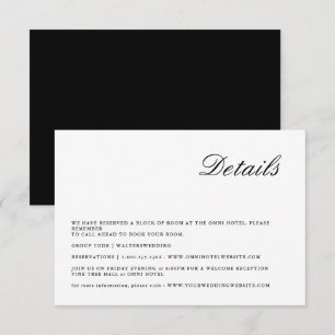 Informações Cartão Detalhado de Casamento de Script Minimalist