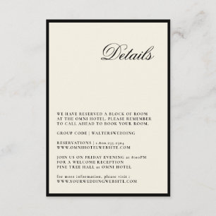 Informações Cartão Detalhado de Casamento de Script Minimalist