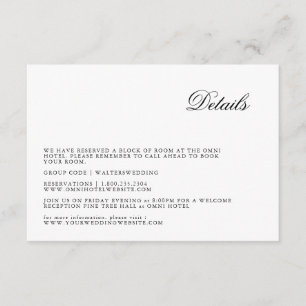 Informações Cartão Detalhado de Casamento de Script Minimalist
