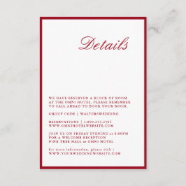 Informações Cartão Detalhado de Casamento Vermelho para Caligr