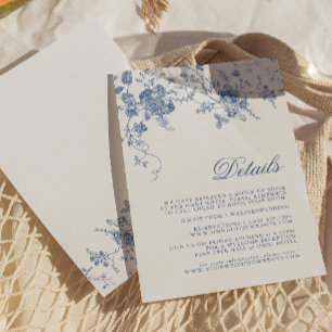 Informações Cartão Detalhado de Jouy Floral Azul Elegante