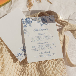 Informações Cartão Detalhado de Jouy Floral Azul Elegante