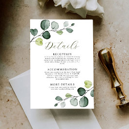 Informações Cartão do Gabinete de Detalhes do Casamento Eucaly