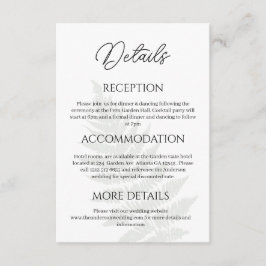 Informações Cartão do Gabinete de Detalhes do Casamento Forest