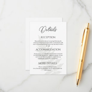 Informações Cartão do Gabinete de Detalhes do Casamento Forest