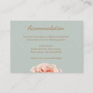 Informações Cartão do hotel de casamento do Blush rosa