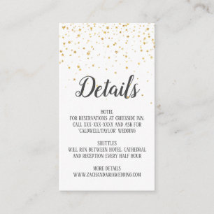 Informações Cartão Dourado de Detalhes de Casamento da Caligra