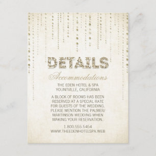 Informações Cartão Dourado de Detalhes do Casamento de Olhar 