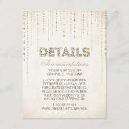 Informações Cartão Dourado de Detalhes do Casamento de Olhar p