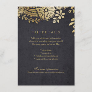 Informações Cartão Dourado de detalhes do casamento de renda