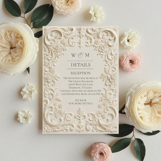 Informações Cartão Elegante de Casamento Barroco (Elegant Baroque Wedding Enclosure Card)