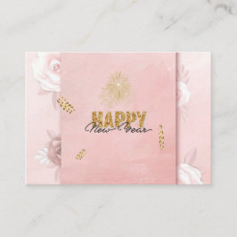 Informações Cartão Floral de Ano Novo Rosa e Dourado Elegante