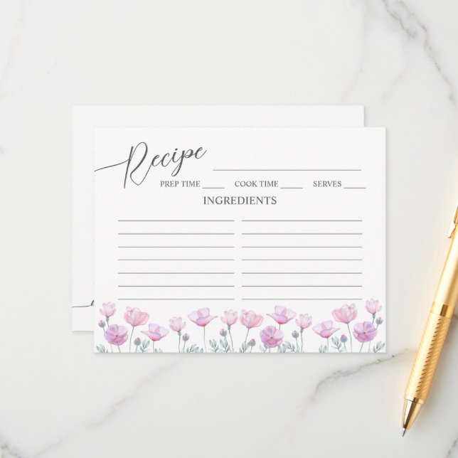 Informações Cartão Incluso Receita Chá de Noiva. (Frente/Verso In Situ)