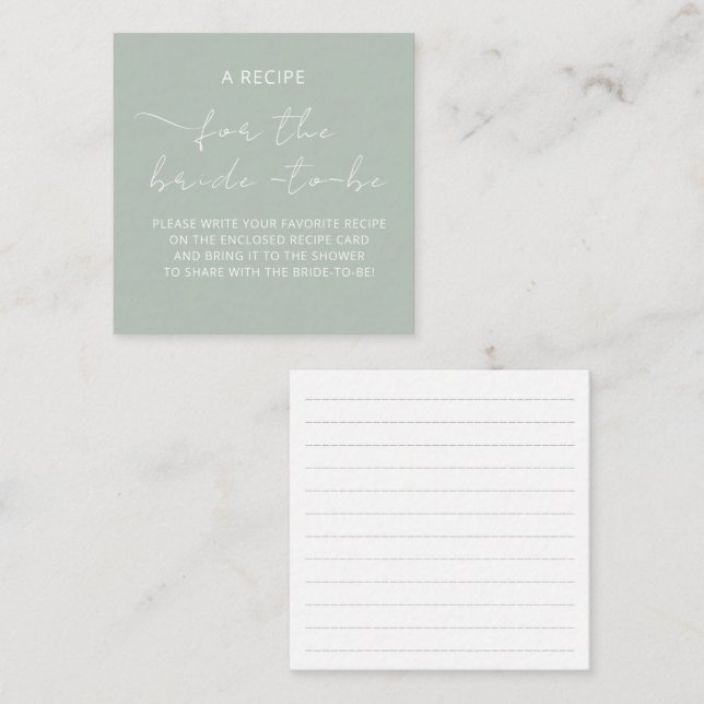 Informações Cartão Incluso "UMA RECEITA" para o chá de noiva (Frente/Verso)