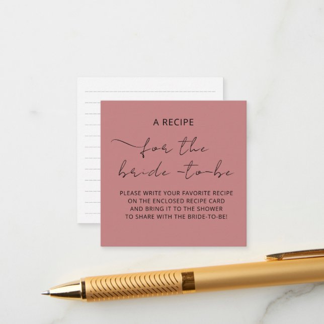 Informações Cartão incluso "UMA RECEITA" para o chá de noiva. (Frente/Verso In Situ)