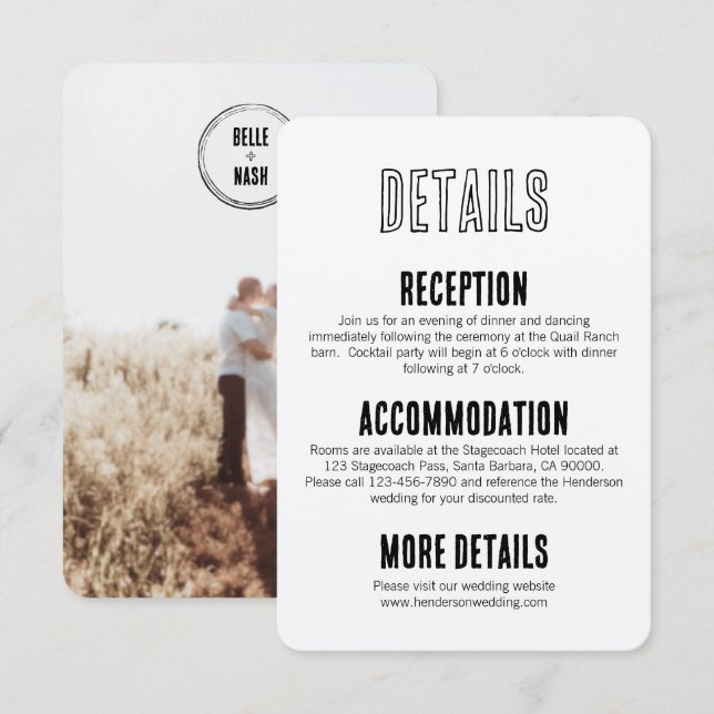 Informações Cartão para Invitação de Casamento Rustic Boho Bar (Frente/Verso)