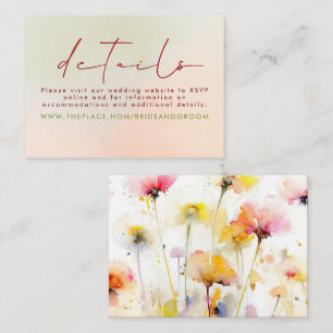 Informações Cartão Pequeno com Detalhes do Casamento de Flores