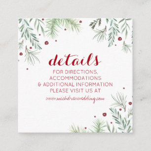 Informações Cartão Pormenores do Casamento Greenery de inverno