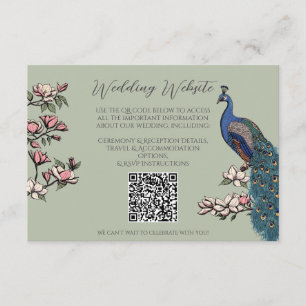 Informações Cartão QR de Casamento Desenhado à Mão com Pavão C