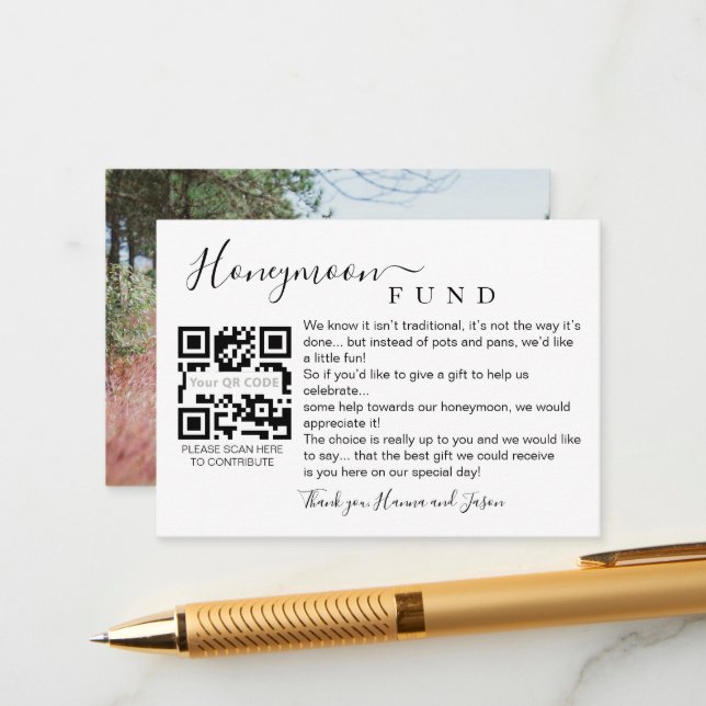 Informações Cartão Qr de lua de mel com foto (Frente/Verso In Situ)
