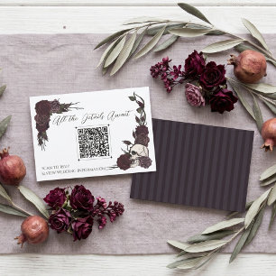 Informações Cartão QR Floral de Crânio e Tinta Dark Plum e Cin