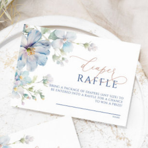Informações Cartão Raffle Azul Hydrangea e Flores de Rosa