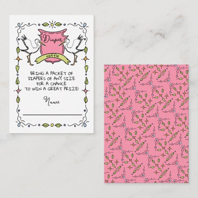 Informações Cartão Raffle com Fralda de Crest Storey desenhada (Frente/Verso)