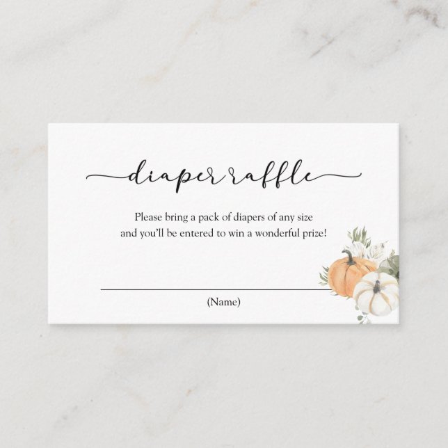 Informações Cartão Raffle de Fralda de Abóbora de outono (Frente)