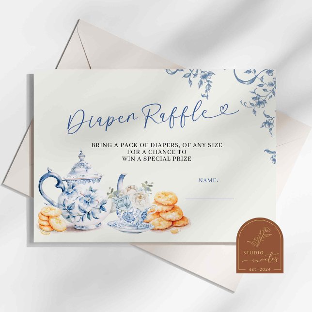 Informações Cartão Raffle de Fralda de Chinoiserie Azul (Criador carregado)