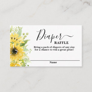 Informações Cartão Raffle para chá de fraldas de girassol