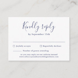 Informações Cartão RSVP Azul de Casamento Azul de Marinho Míni