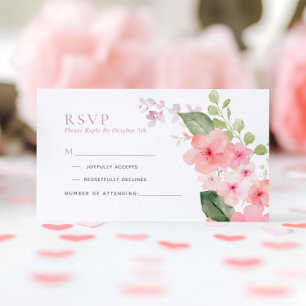 Informações Cartão RSVP de Casamento das Flores-Rosa Sakura
