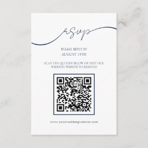 Informações Cartão RSVP de Casamento de Código QR Azul de Mari