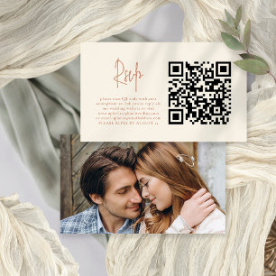 Informações Cartão RSVP de Casamento de Foto Terracotta Cream 