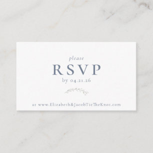 Informações Cartão RSVP de Casamento Dusty Blue Berries e Folh