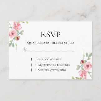 Informações Cartão RSVP de casamento floral rosa elegante