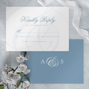 Informações Cartão RSVP de Casamento Formal Dusty Blue