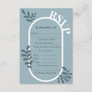 Informações Cartão RSVP de Casamento Simples Azul Rococo