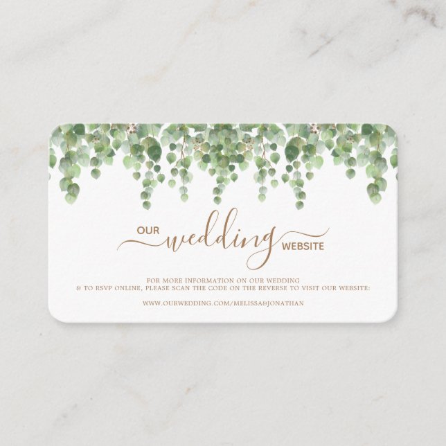 Informações Cartão RSVP de Código QR de Código de Casamento Eu (Frente)
