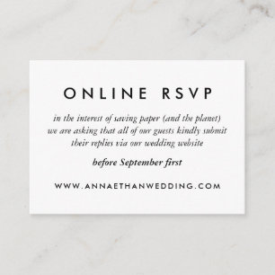 Informações Cartão RSVP Online de Casamento Negro e Branco Bás